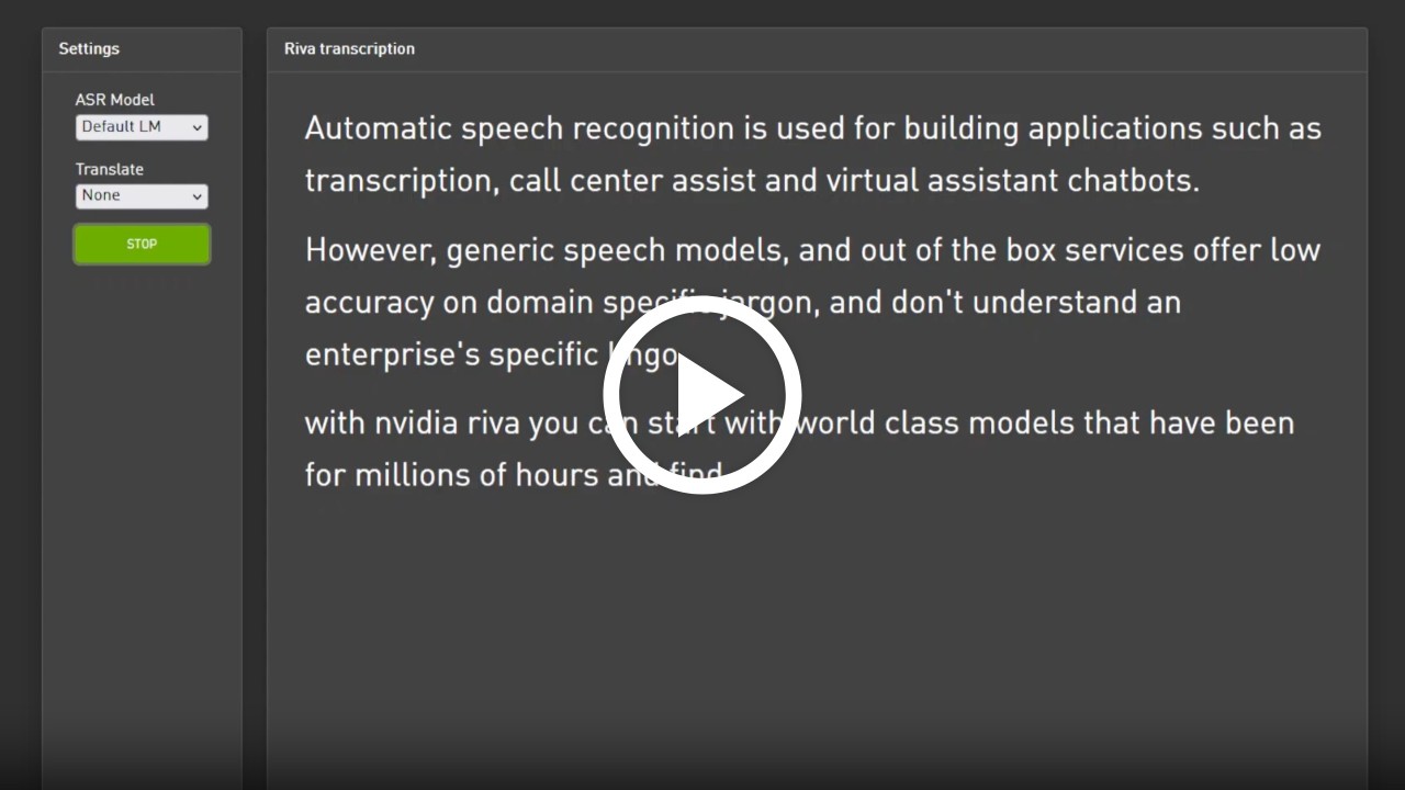 Riva automatic speech recognition video